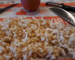 Chopped apples for apple cake