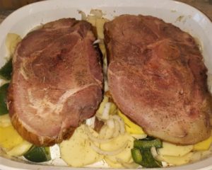 Rosemary Ham & Potatoes before cooking